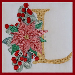 Poinsettia and Eucalyptus Monogram Letter L