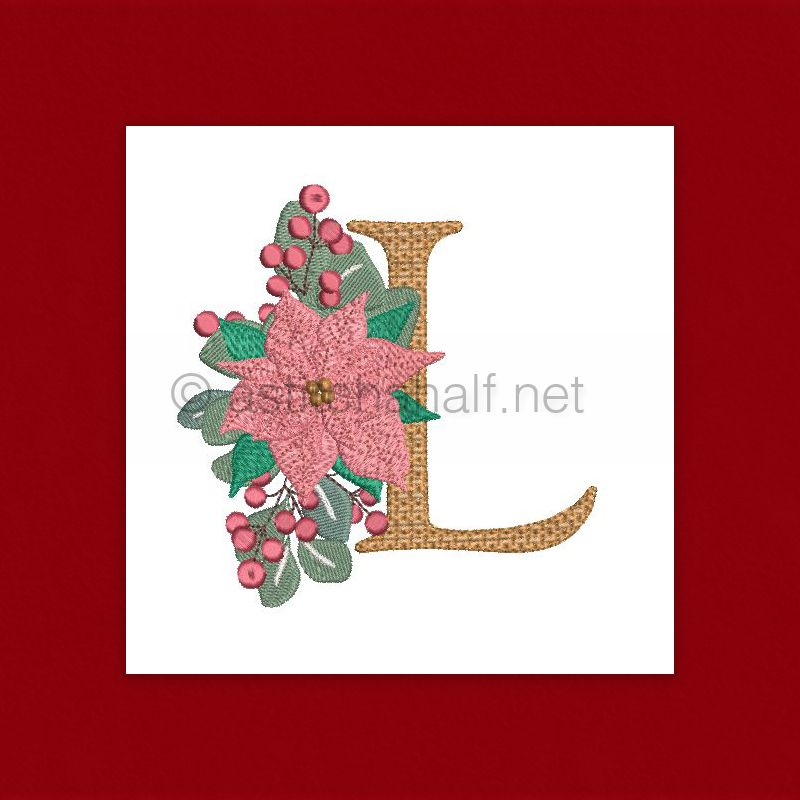 Poinsettia and Eucalyptus Monogram Letter L