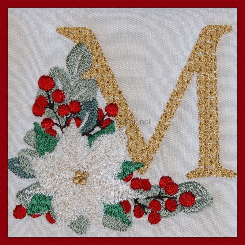 Poinsettia and Eucalyptus Monogram Letter M