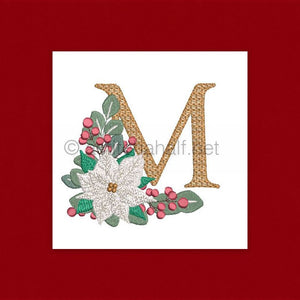 Poinsettia and Eucalyptus Monogram Letter M