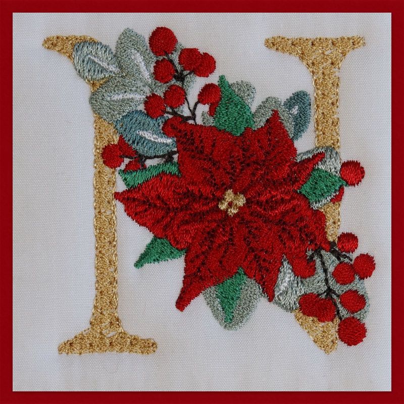 Poinsettia and Eucalyptus Monogram Letter N