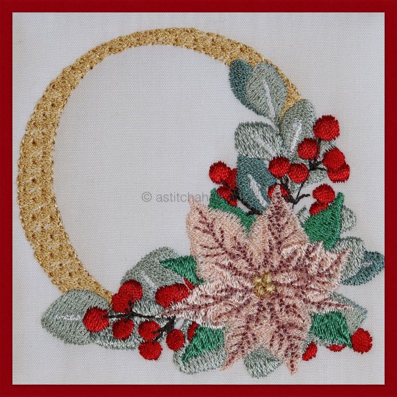 Poinsettia and Eucalyptus Monogram Letter O