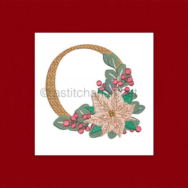 Poinsettia and Eucalyptus Monogram Letter O