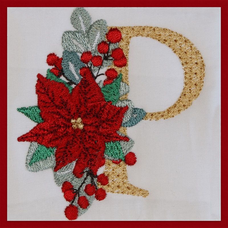 Poinsettia and Eucalyptus Monogram Letter P