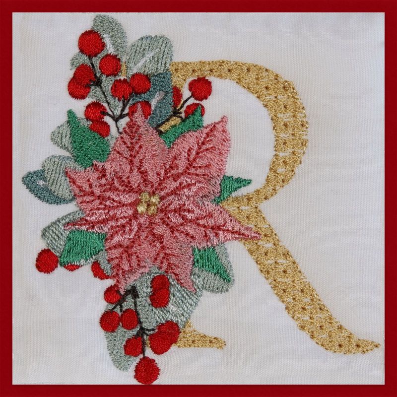 Poinsettia and Eucalyptus Monogram Letter R