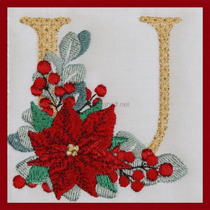 Poinsettia and Eucalyptus Monogram Letter U