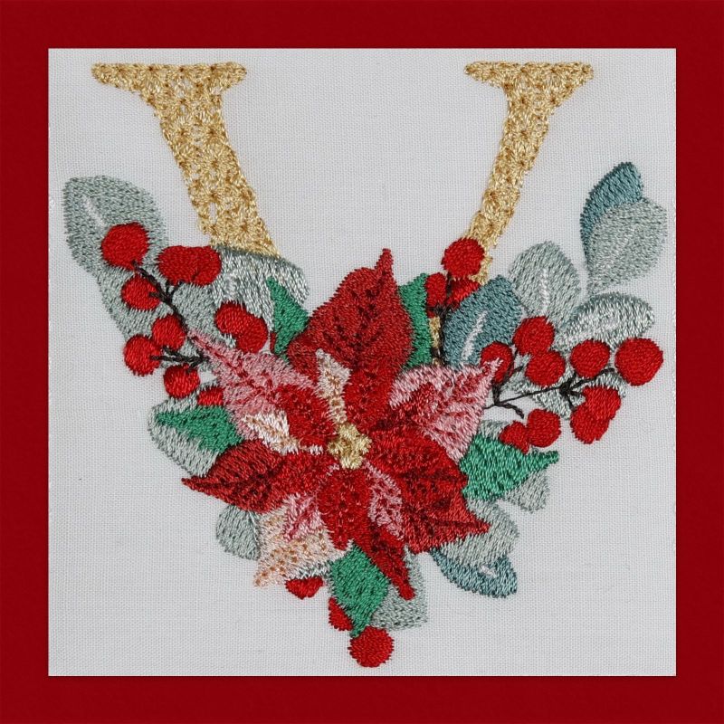 Poinsettia and Eucalyptus Monogram Letter V