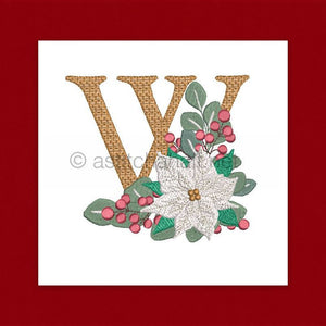 Poinsettia and Eucalyptus Monogram Letter W