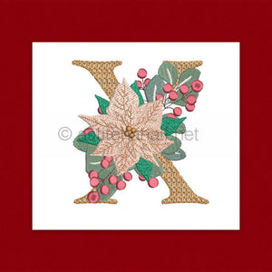 Poinsettia and Eucalyptus Monogram Letter X