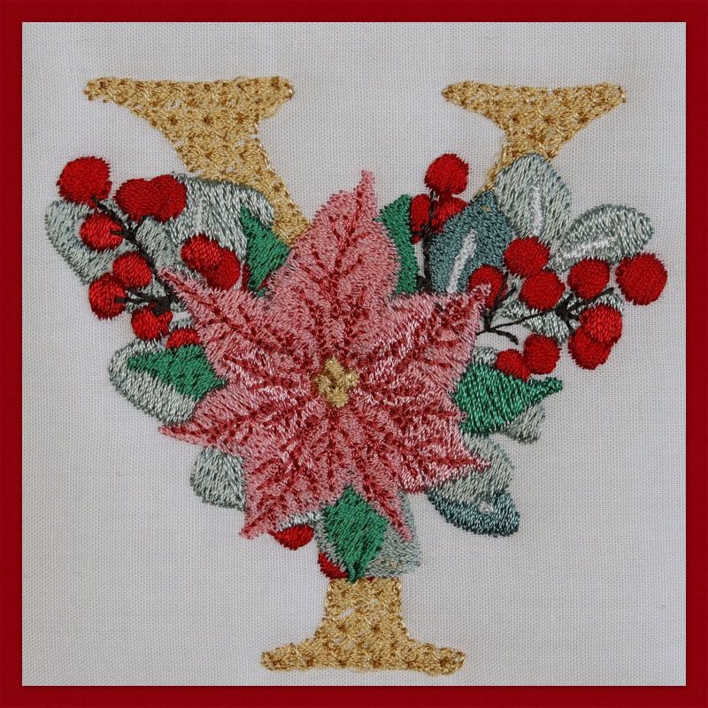 Poinsettia and Eucalyptus Monogram Letter Y
