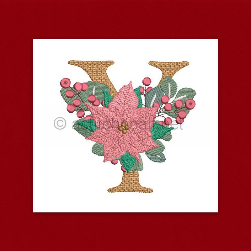Poinsettia and Eucalyptus Monogram Letter Y