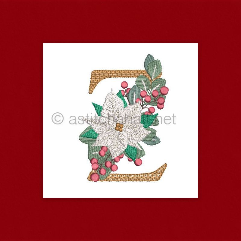 Poinsettia and Eucalyptus Monogram Letter Z