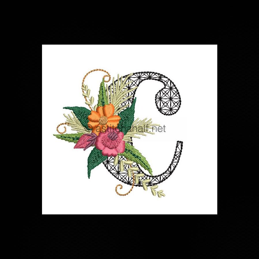 Black Velvet Monogram Letter C