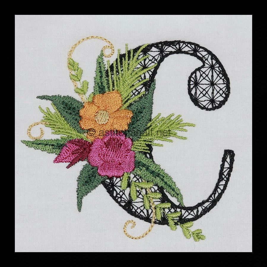 Black Velvet Monogram Letter C