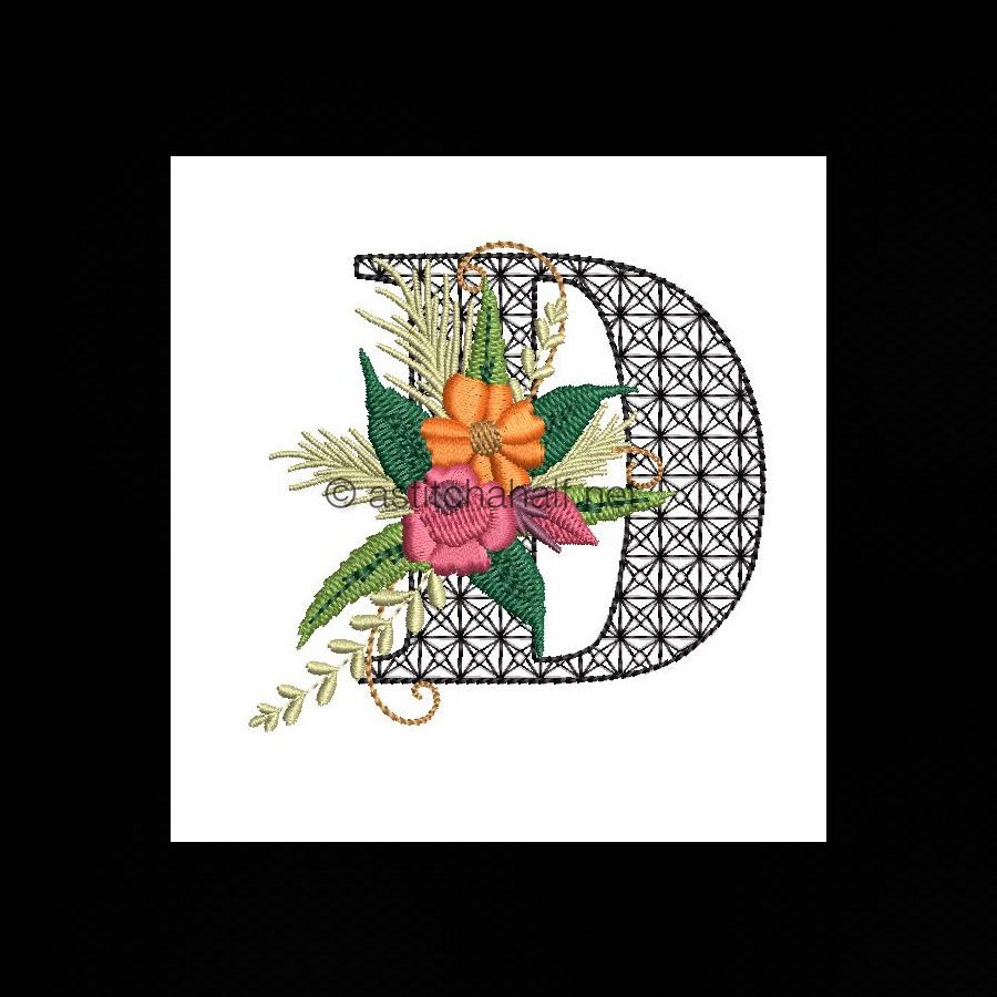 Black Velvet Monogram Letter D