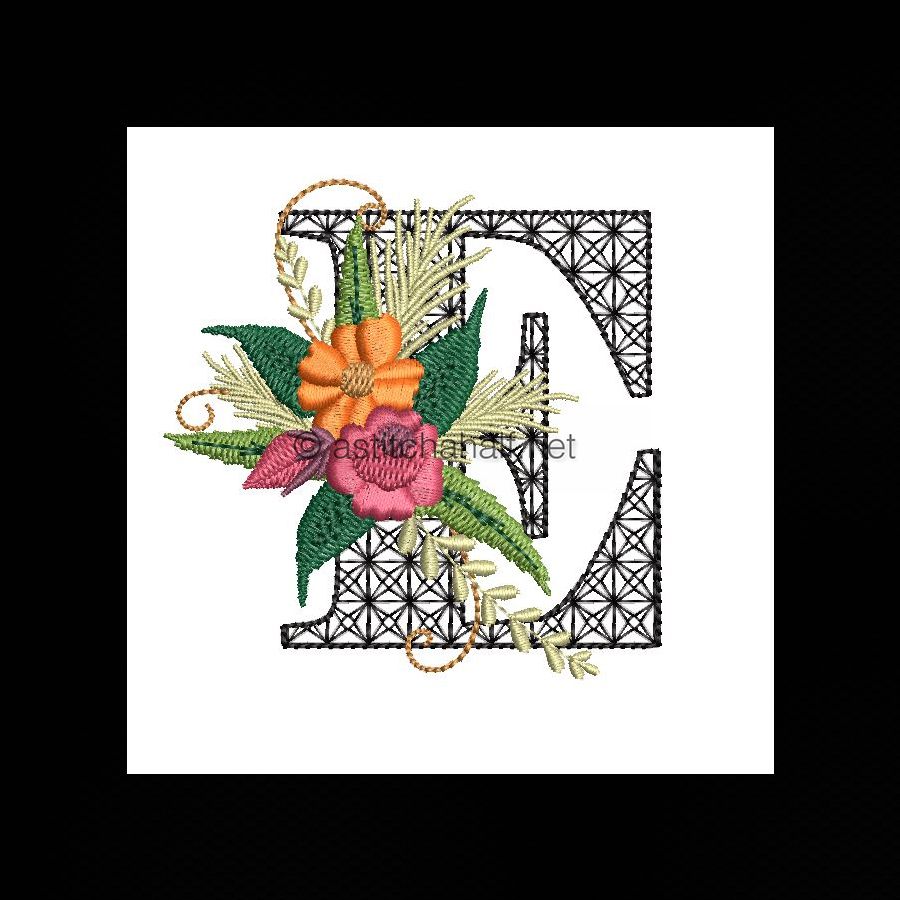 Black Velvet Monogram Letter E