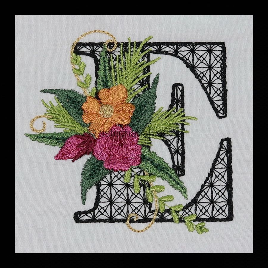 Black Velvet Monogram Letter E