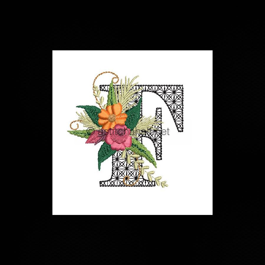 Black Velvet Monogram Letter F