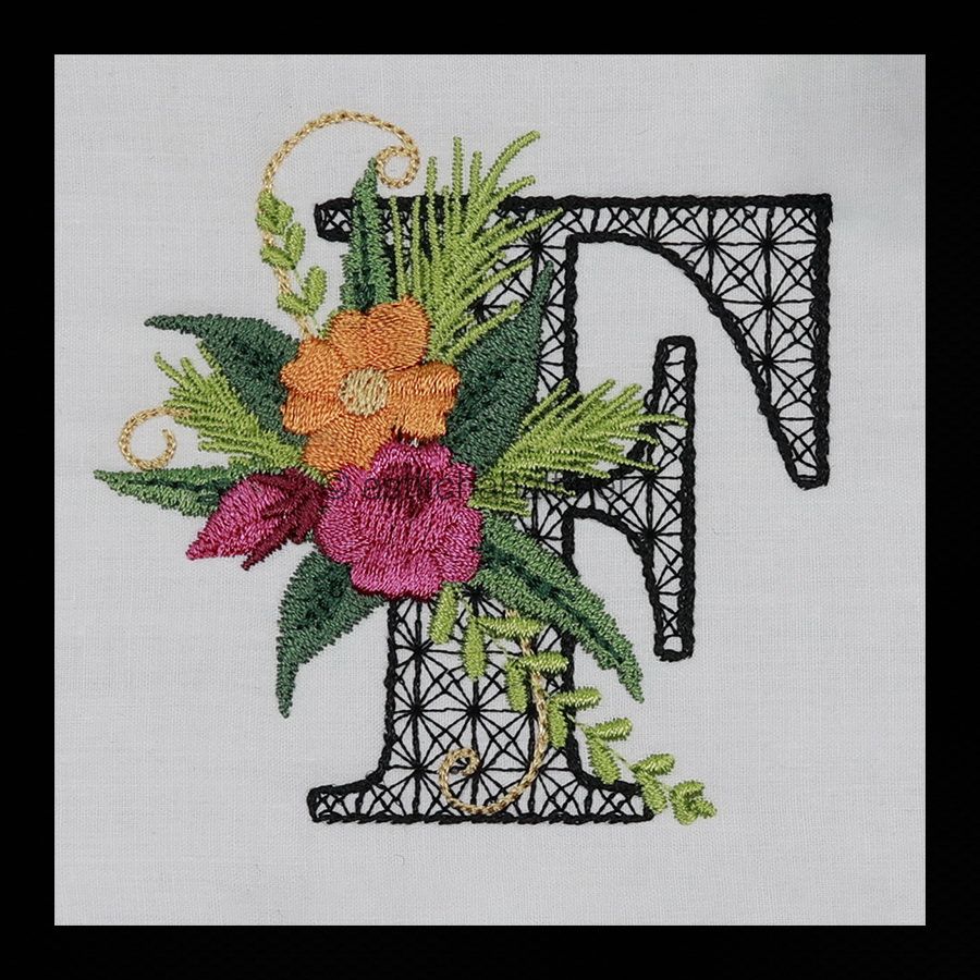 Black Velvet Monogram Letter F