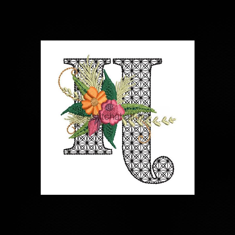Black Velvet Monogram Letter H