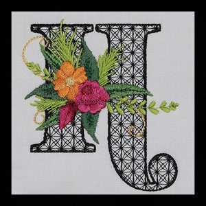 Black Velvet Monogram Letter H