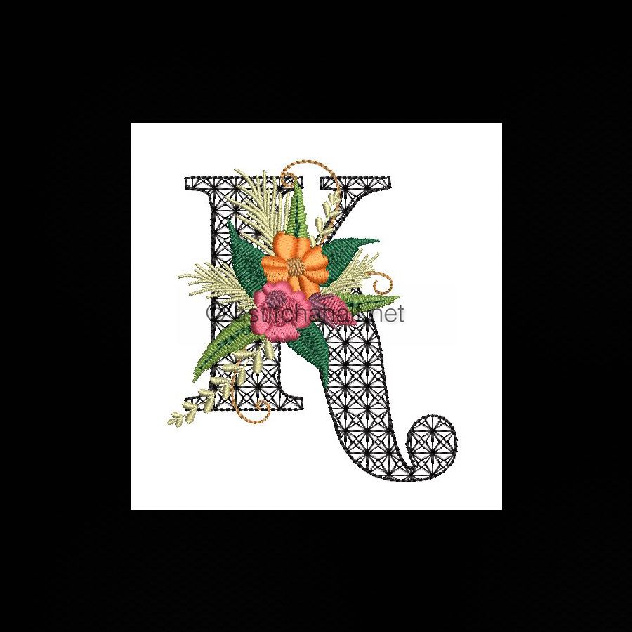 Black Velvet Monogram Letter K