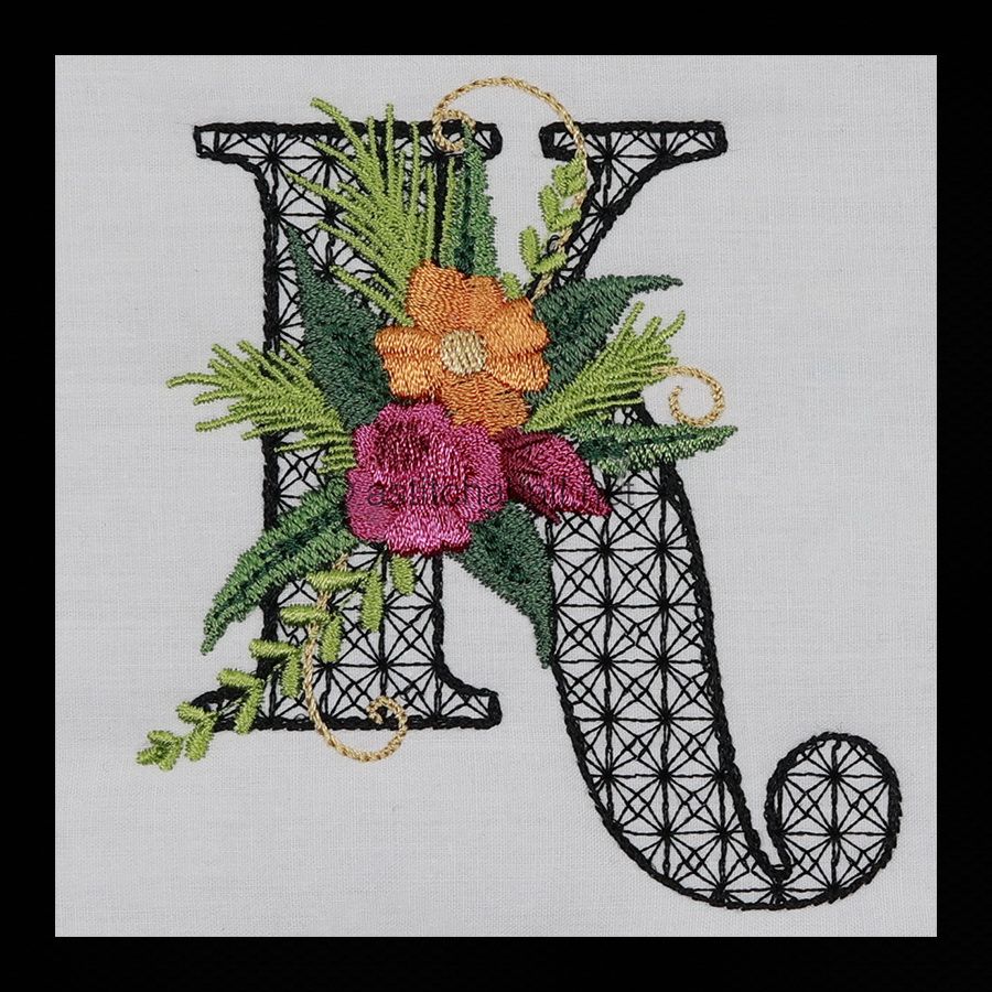 Black Velvet Monogram Letter K