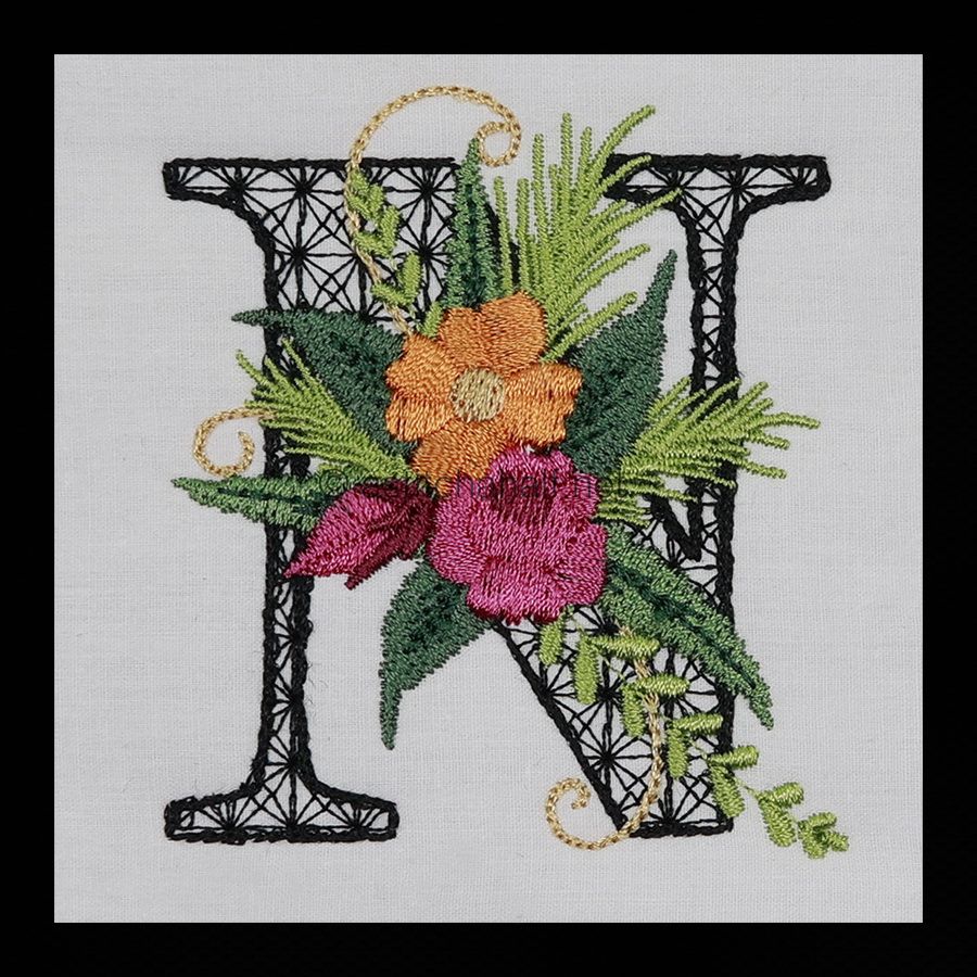 Black Velvet Monogram Letter N