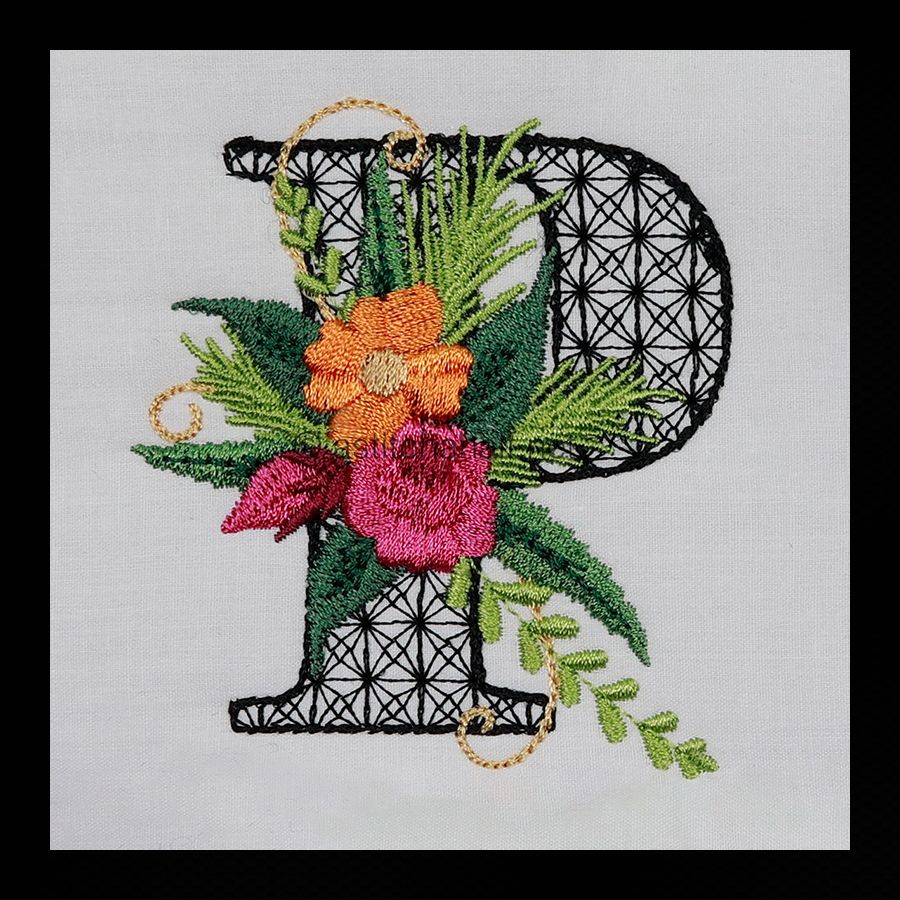 Black Velvet Monogram Letter P