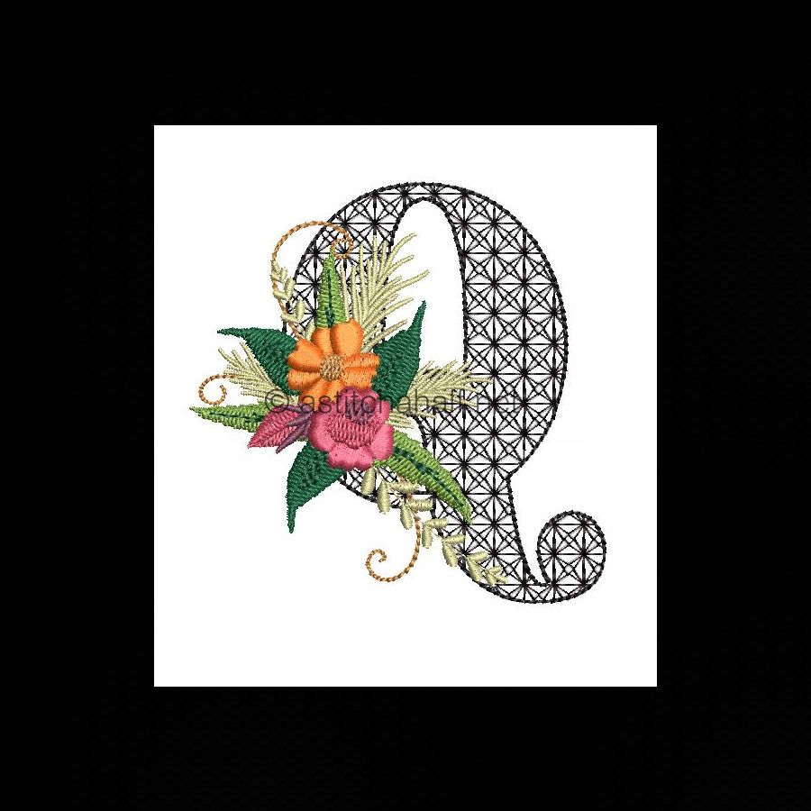 Black Velvet Monogram Letter Q