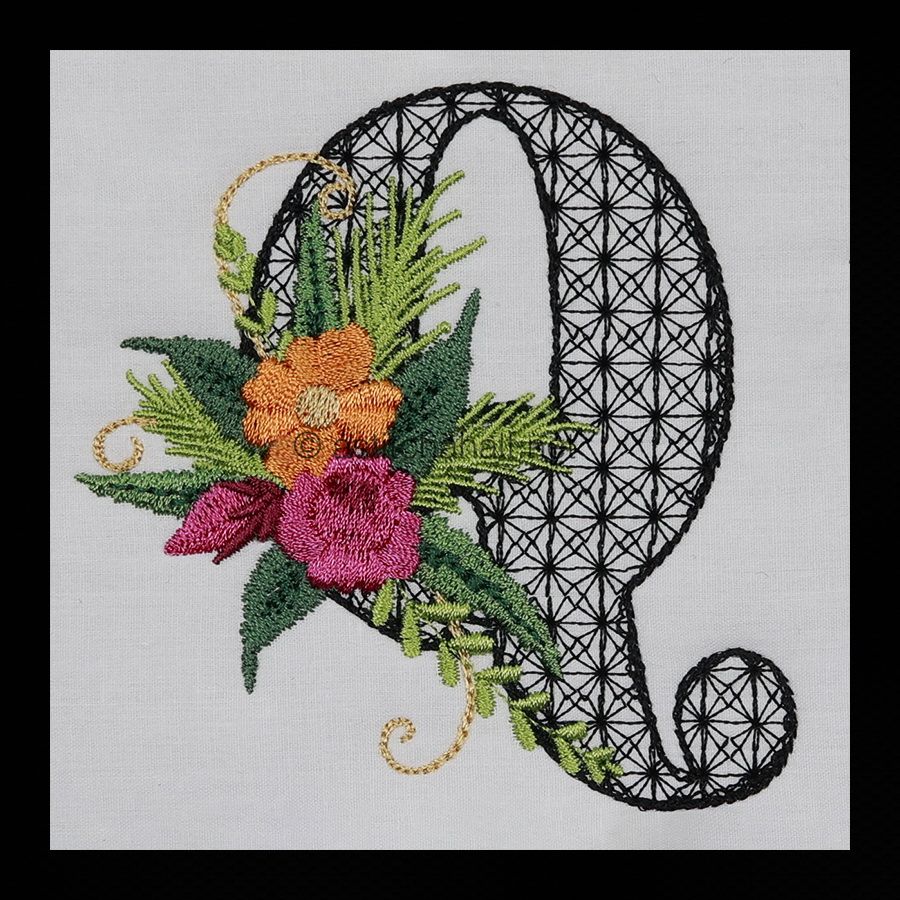 Black Velvet Monogram Letter Q