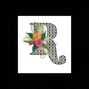 Black Velvet Monogram Letter R