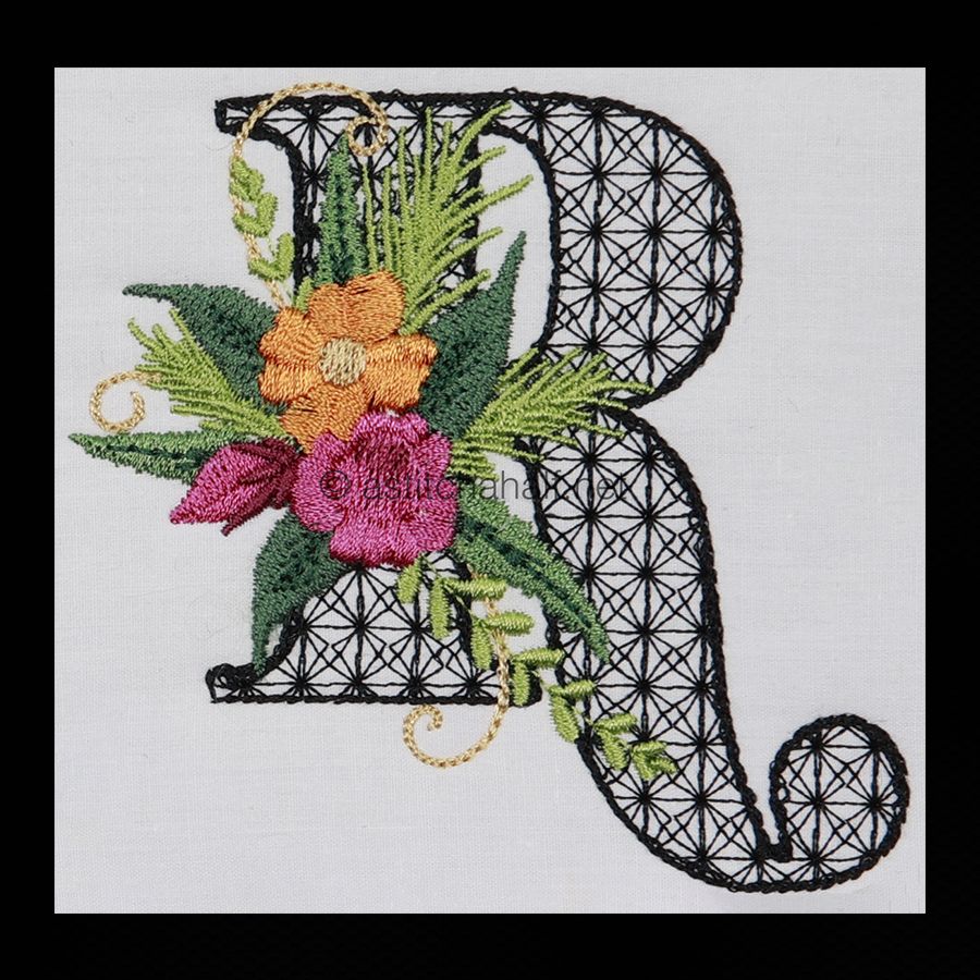 Black Velvet Monogram Letter R