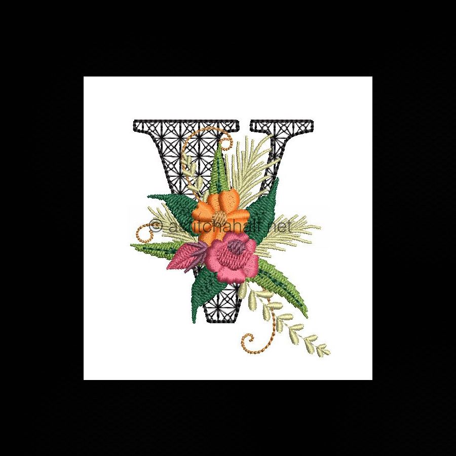 Black Velvet Monogram Letter V