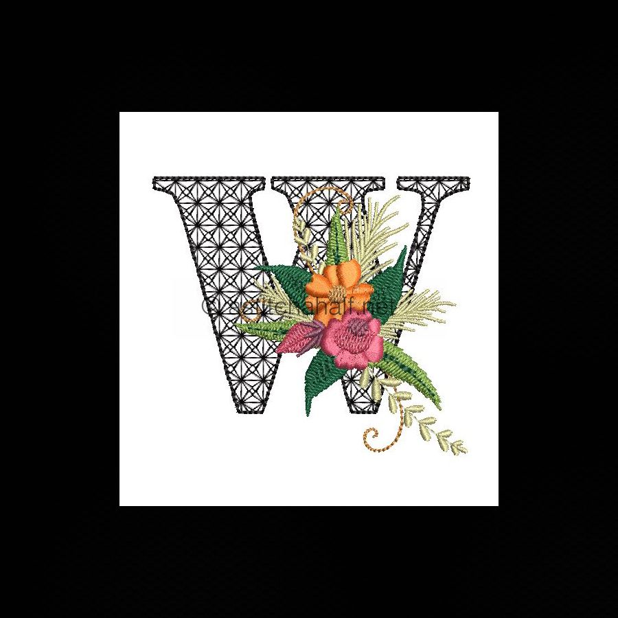 Black Velvet Monogram Letter W