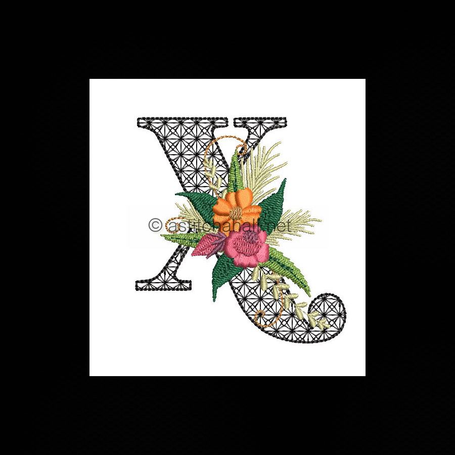 Black Velvet Monogram Letter X