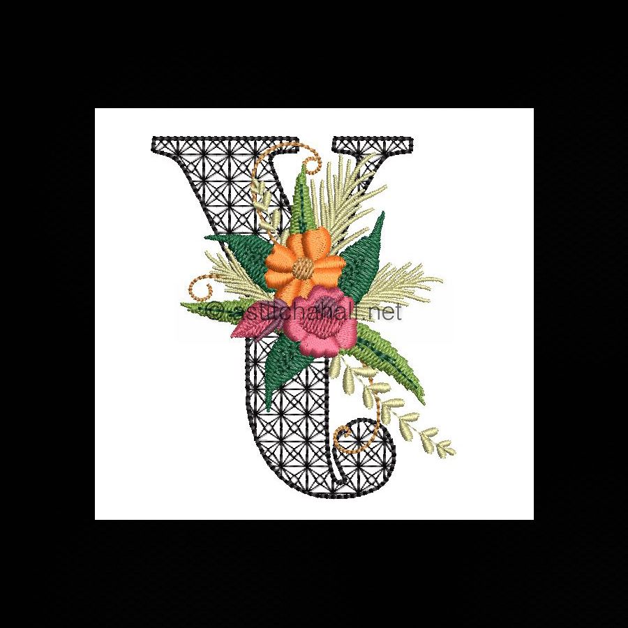 Black Velvet Monogram Letter Y