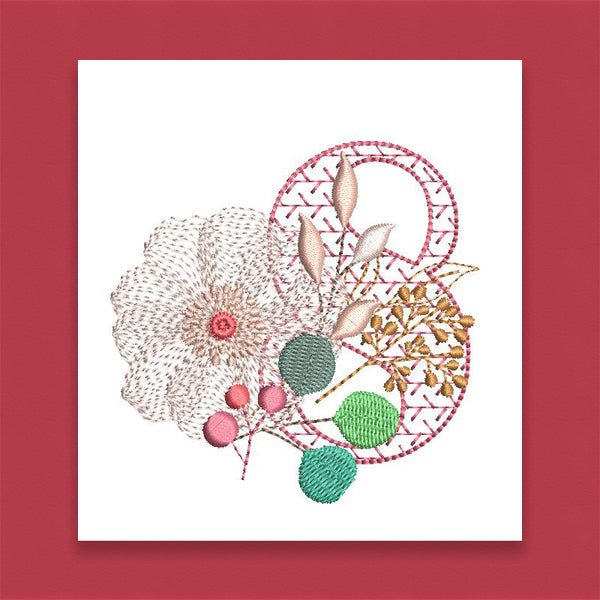 Red Velvet Monogram Number 8 - aStitch aHalf