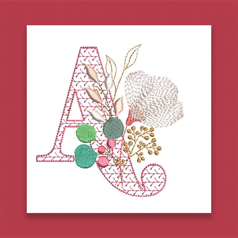Red Velvet Monogram Letter A