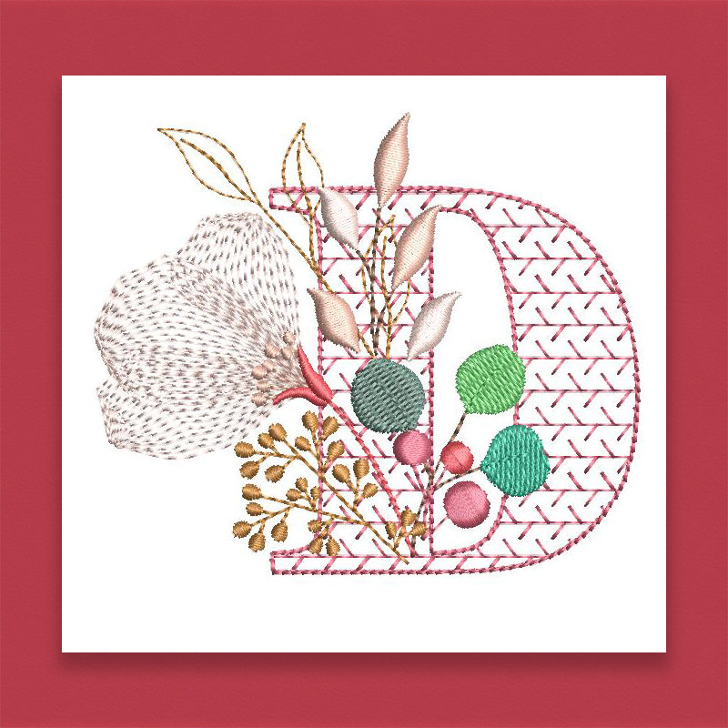 Red Velvet Monogram Letter D