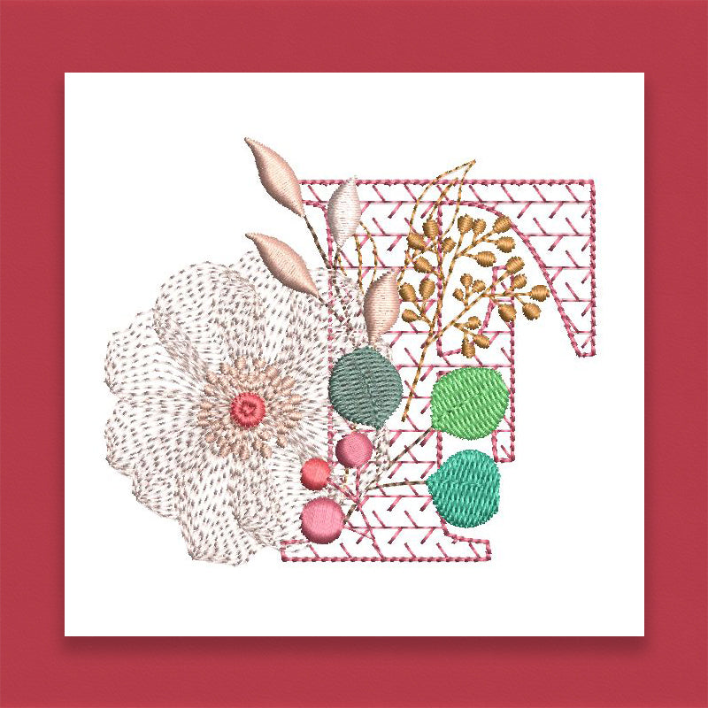 Red Velvet Monogram Letter F