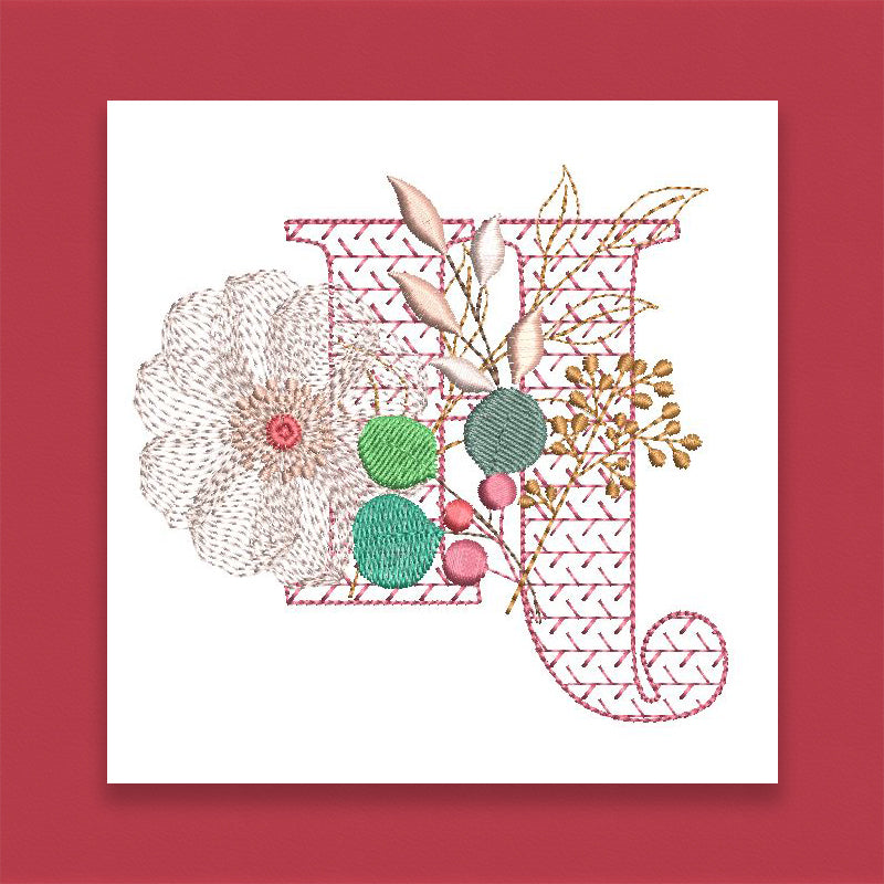 Red Velvet Monogram Letter H