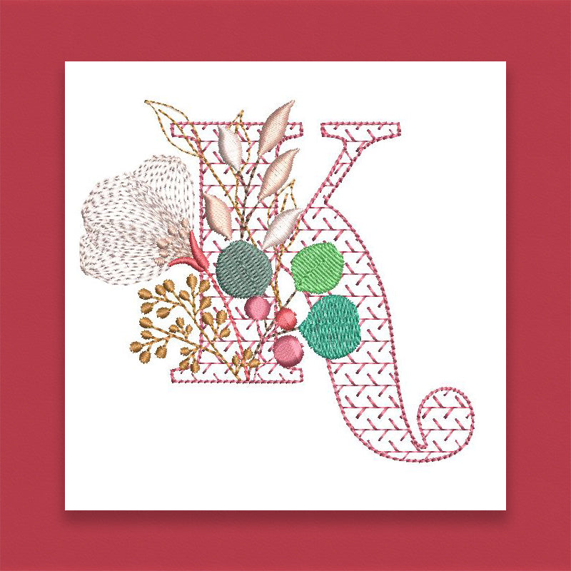 Red Velvet Monogram Letter K