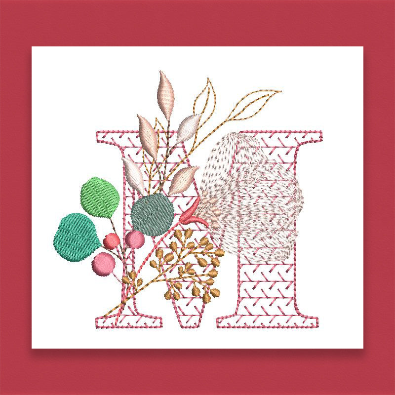 Red Velvet Monogram Letter M