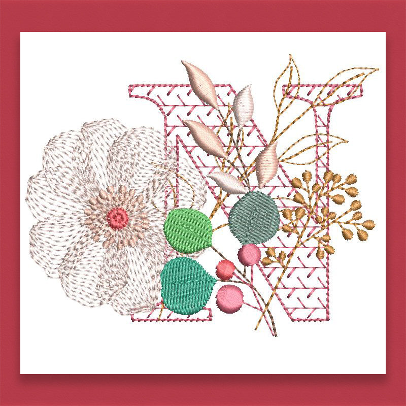 Red Velvet Monogram Letter N
