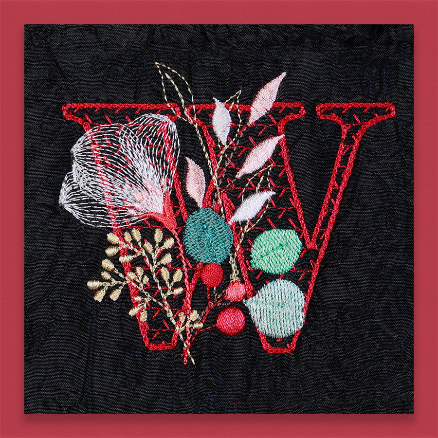 Red Velvet Monogram Letter W