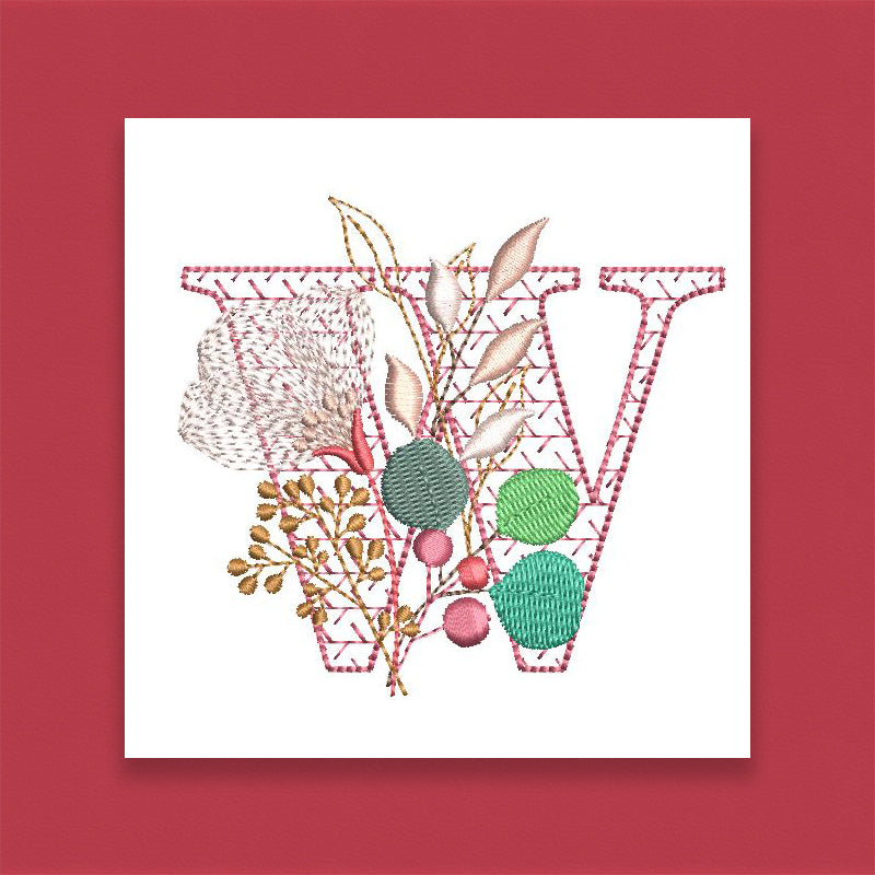 Red Velvet Monogram Letter W