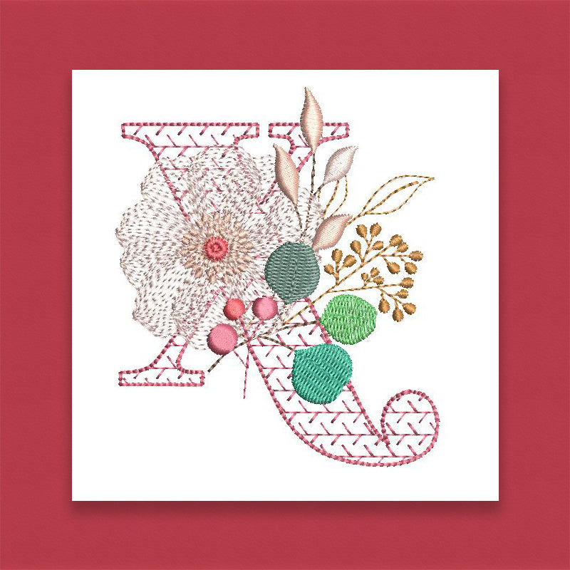 Red Velvet Monogram Letter X