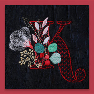 Red Velvet Monogram Letter K