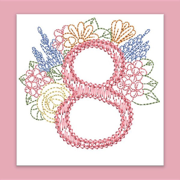 Spruce Monogram Number 8 - aStitch aHalf